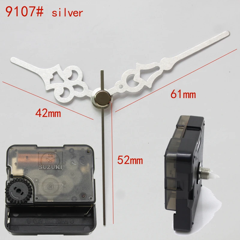 

Suzuki Silent Movement Plastic Wall Clock Movement with 9107# Silver hands Clock Accessory Quartz Clock Movement HS88