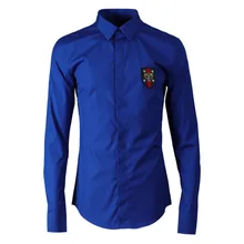 Новое поступление, логотип с тигром, модные мужские рубашки в стиле кэжуал, мужская мода высокого качества, хлопок, длинный рукав, большие размеры MLXL2LX3XL4XL