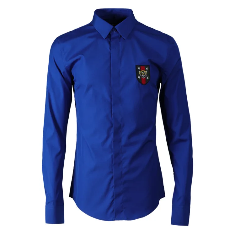 

new arrival Tiger Logo Vogue Men Casual Shirts Tide Male fashion fashion high quality cotton long sleeve plus size MLXL2LX3XL4XL