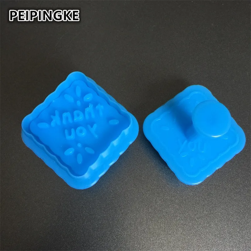 

Square Shaped Cookie Cutter Mold Fondant Embosser Die DIY thank you Biscuit Stamp Cake Mould SM05