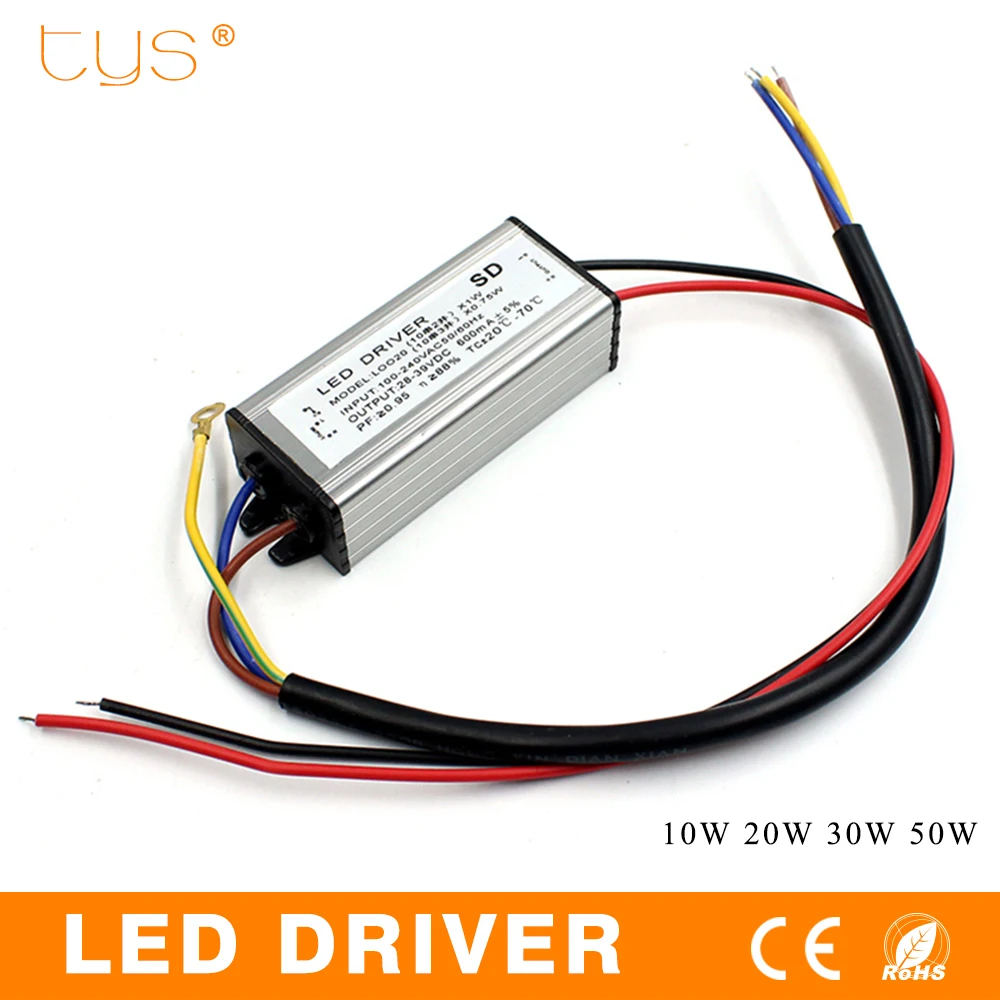 2018NEW светодио дный Drive 10W 20W 30W 50W драйвера адаптера трансформатора AC100V 265V к DC20 38V