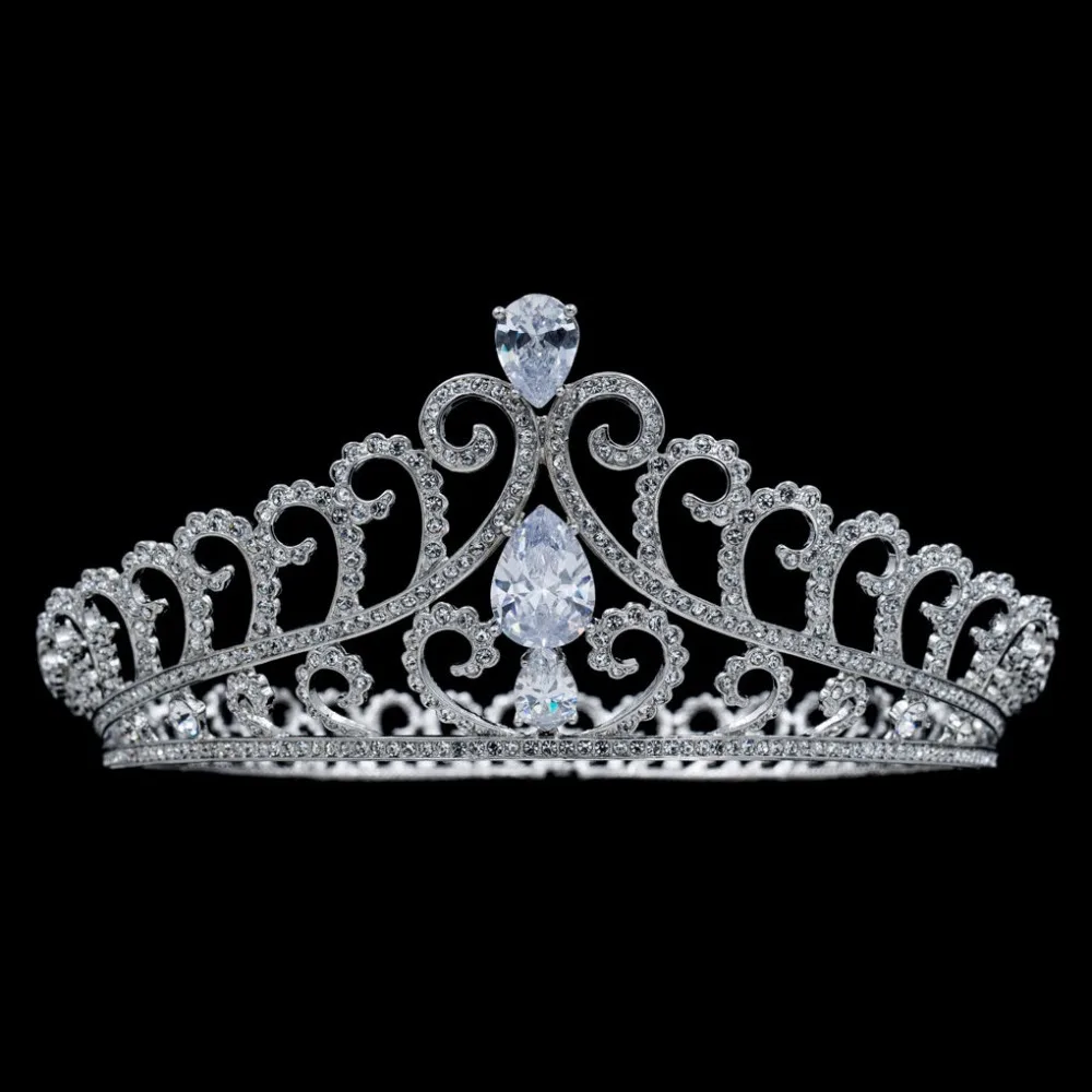 

2017 Princess Royal Tiara Flower Crown for Women or Bridal Wedding Hair Jewelry Accessories with Crystals Rhinestone SHA8765