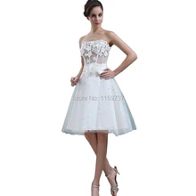 100% hohe Qualität Modest Damen Cocktail Weißes Kleid Knielangen Liebsten Mit Perlen Pailletten Handgemachte Blume Transparent Kleid