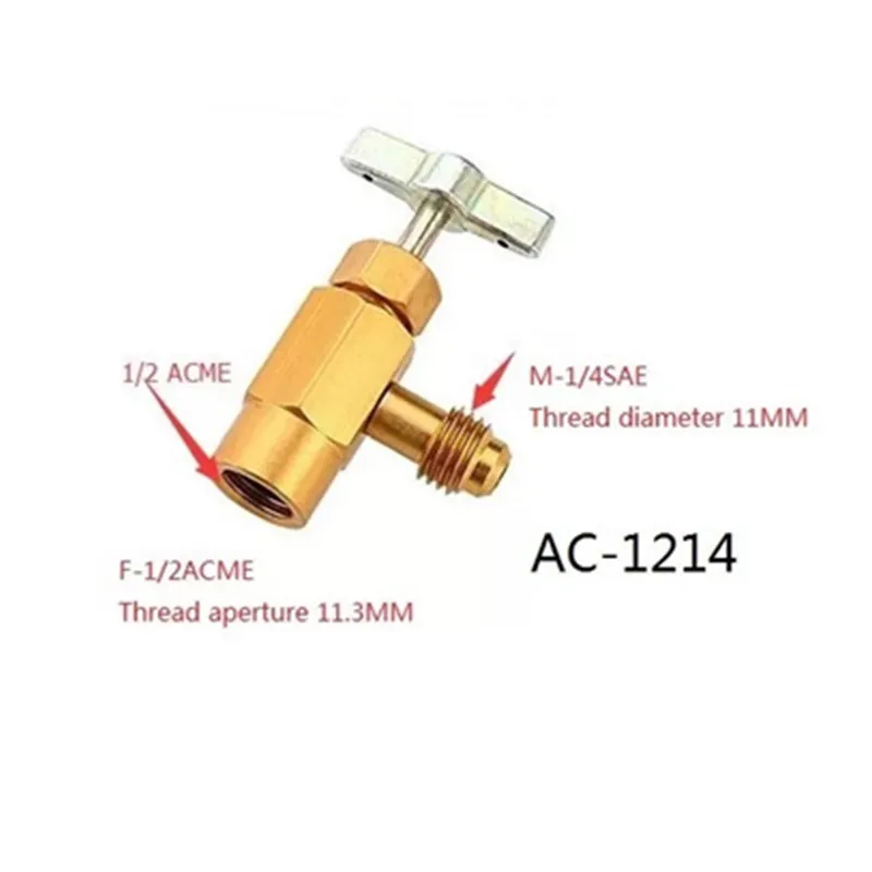 R134a латунный кран для холодильника открывалка бутылок 1/2 &quotACME Thread R134A бутылка 1/2ACME