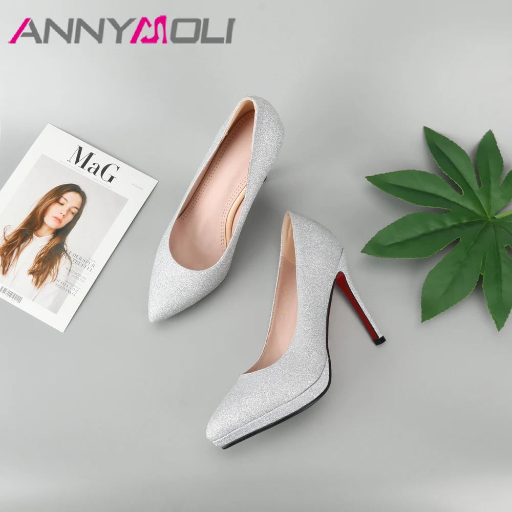 ANNYMOLI/свадебные туфли на платформе и высоком каблуке Женские шикарные свадебные