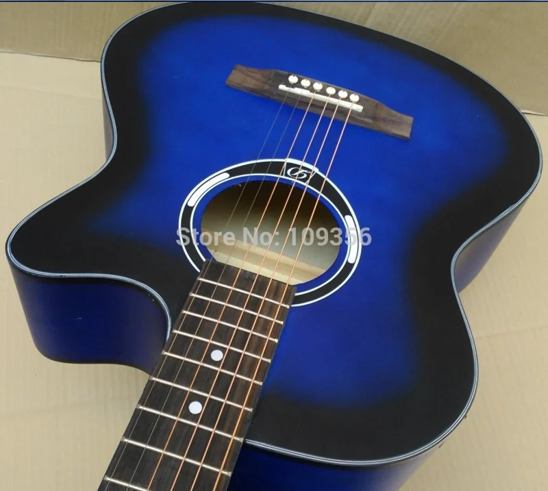 matte painting blue color electric acoustic guitar 40inch with free
