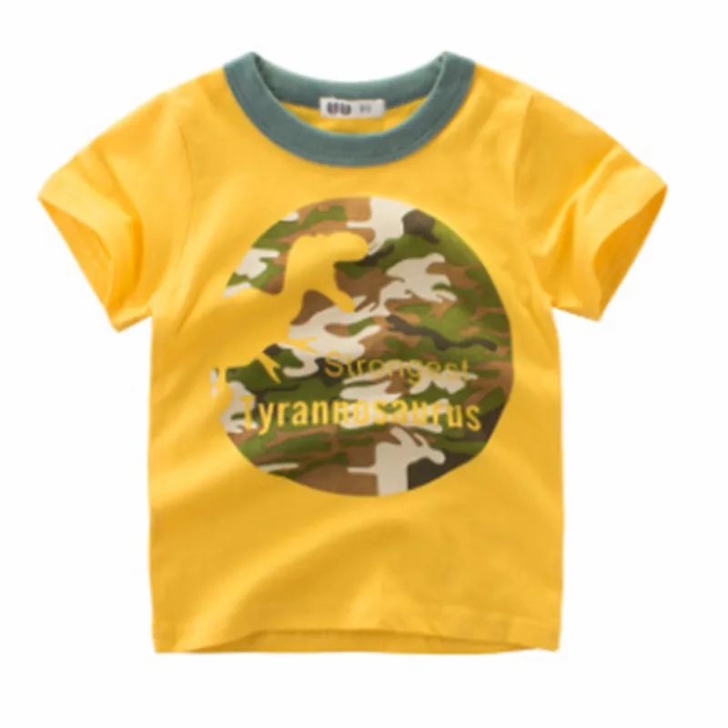 От 1 до 8 лет; детская футболка для мальчиков; летняя одежда для маленьких мальчиков; Модные топы для детей; футболки с рисунками животных; детская хлопковая одежда; игровой костюм - Цвет: BY9052-Y