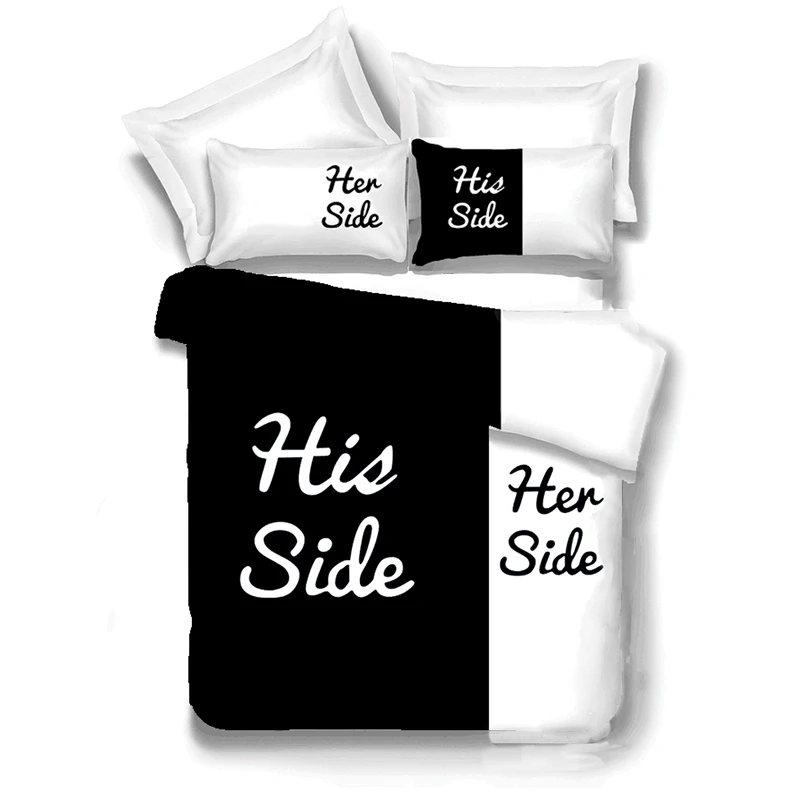 Her Side His Side Bedding Sets Queen King Size Couple Double Bed