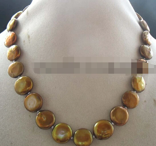 

ddh003631 freshwater pearl coffee coin 5*14mm necklace 17