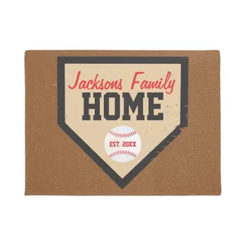 

Baseball Family Home Plate Name and Year Doormat Home Decoration Entry Non-slip Door Mat Rubber Washable Floor Home Rug Carpet