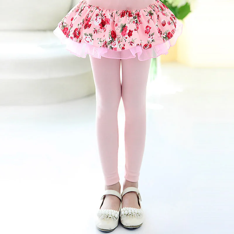 Детские леггинсы, юбка штаны 2 в 1 многослойная юбка-пачка с цветочным кружевом г. Осенне-весенние Капри искусственная юбка-брюки, леггинсы для девочек, брюки, От 4 до 13 лет - Цвет: pink