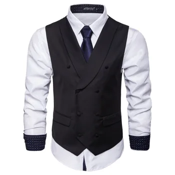

2018 New Europe Design Men Blazer Vest Slim Fit Suits Pure color Waistcoat Vests Fashion Colete Masculino