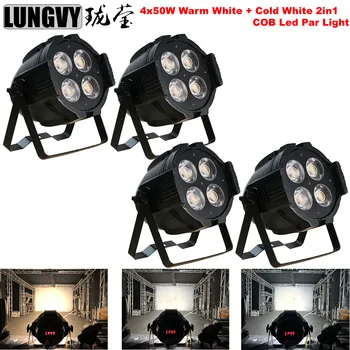 

Free Shipping 4pcs/lot 200W 4x50W Warm White + Cold White 2in1 COB Led Par Light Audience Studio Blinder High Quality For Bar