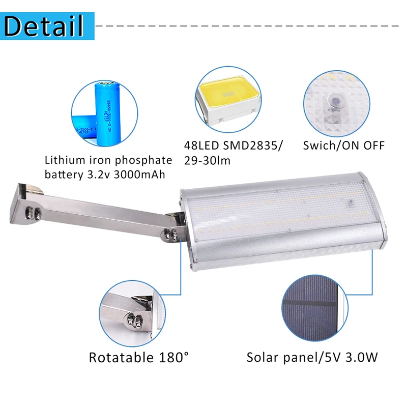 800lm супер яркий солнечный светильник датчик движения Rotable Солнечная лампа 48 шт. светодиоды алюминиевый сплав ракушка освещение для наружного сада
