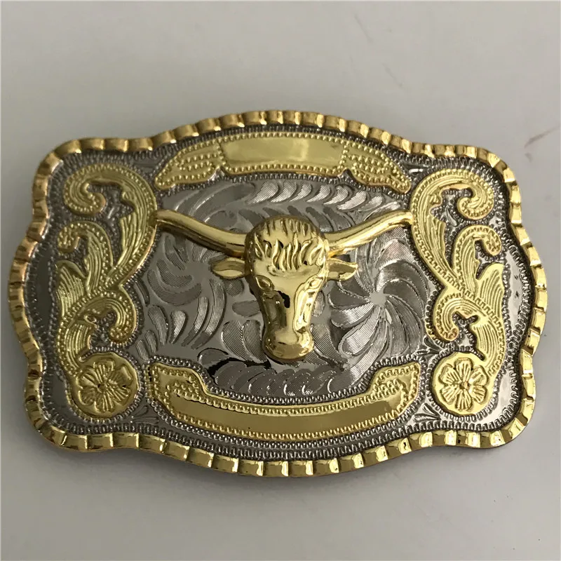 

Retail Western Cowboy Belt Buckle With High Quality Gold Bull Head Metal Buckles for Men Belt accessories Fit 4cm Wide Belt
