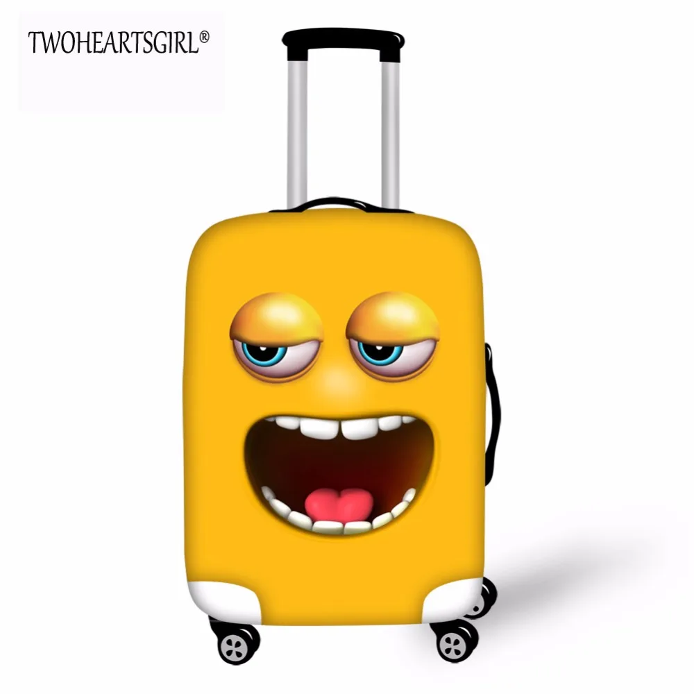 

TWOHEARTSGIRL Funny Smiling Faces Printed Luggage Cover Anti-dust Scratch-resistant Suitcase Cover for 18-32 inch Trolley Case