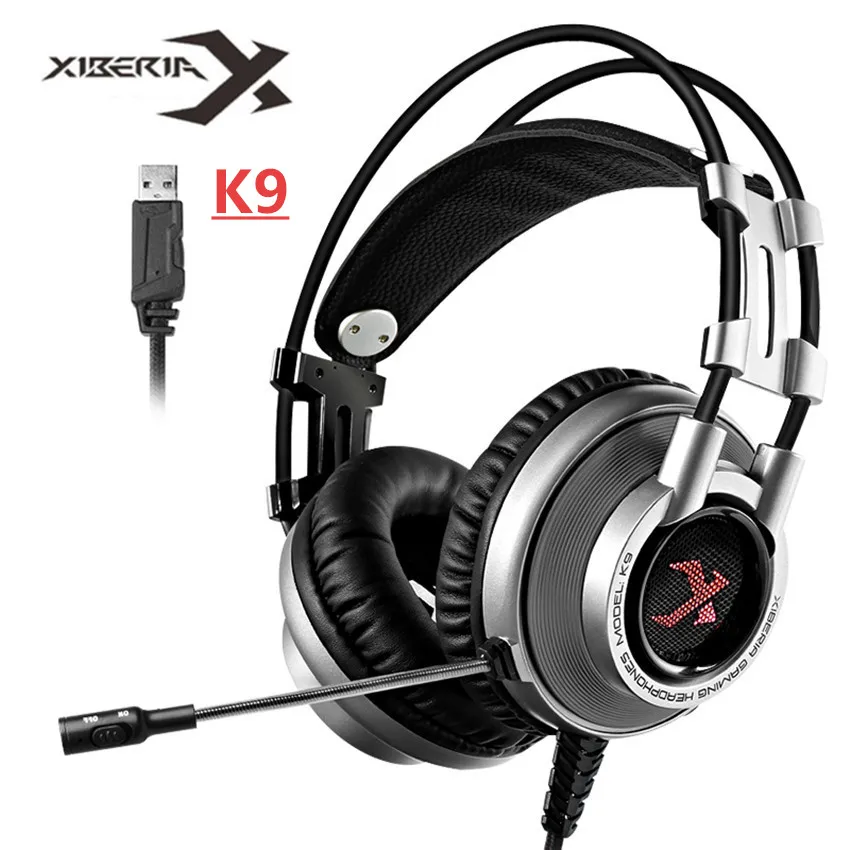 XIBERIA K3/K5/K9/K10 USB Игровые наушники Virtual 7,1 объемный звук стерео бас гарнитура с микрофоном светодиодный для компьютера геймера