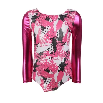 

*2019 5-8T Long Sleeve Printed Ballet Girl Dance Romper One-piece Reflective Dancing Clothes Athletic for Children 6 Colors H