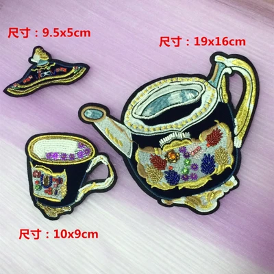 Teaset Strass In Rilievo Patch Sew On Ricamo Patch Applique Toppe Patch Per L'Abbigliamento Parches Para La Ropa