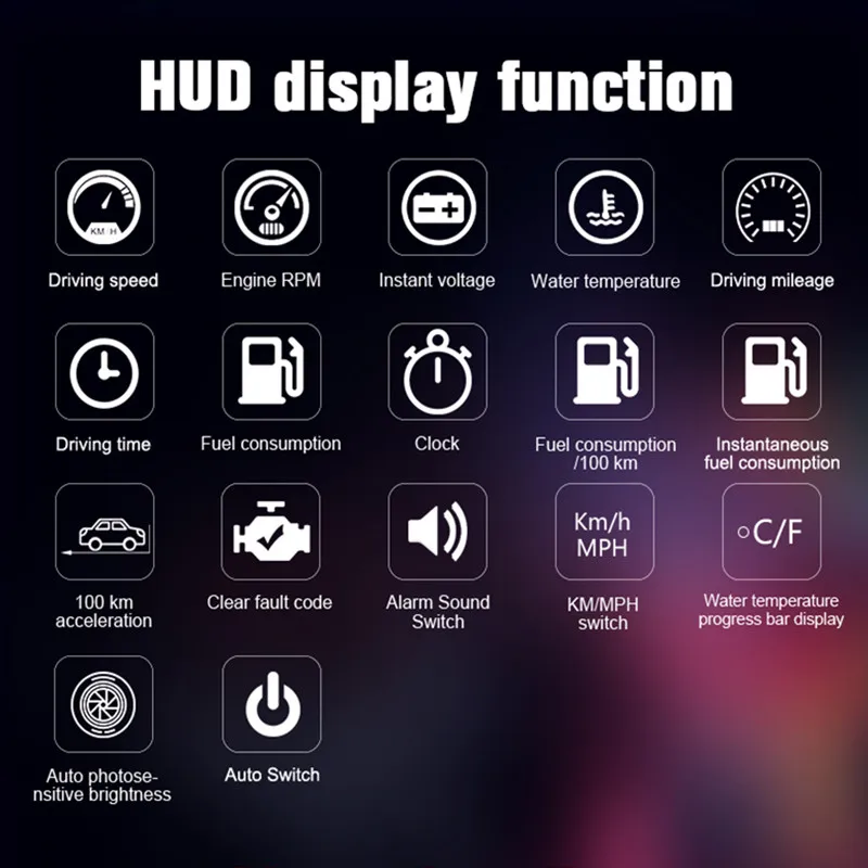 Geyiren новые M10 hud-дисплей с блендой желтый светодиодный световой сигнал для лобового стекла проектор головой вверх дисплей OBD сканер Скорость топлива Warnin