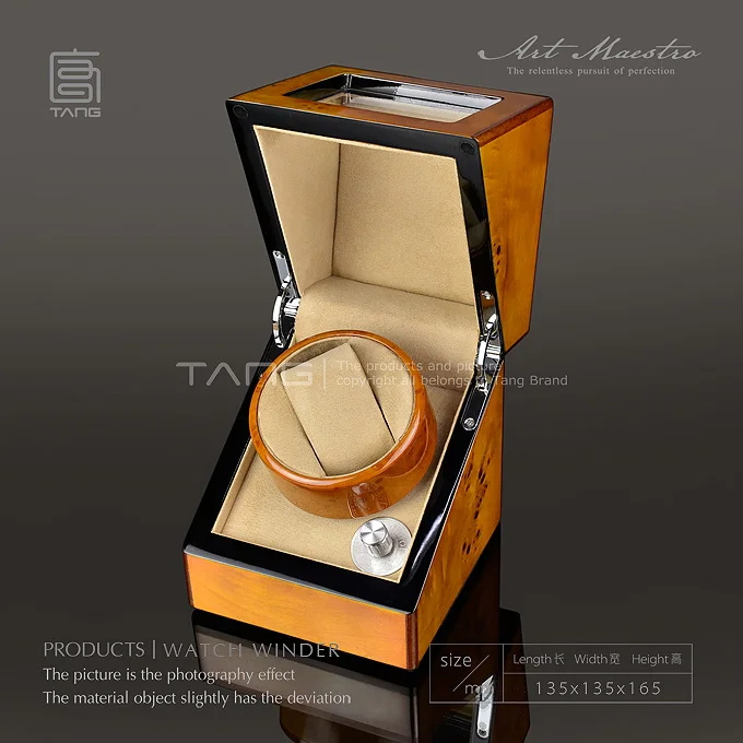 Tang деревянные часы ветровые с декоративным узором Модные мужские механические самостоятельные часы Winder новые часы для хранения подарочный чехол G0112