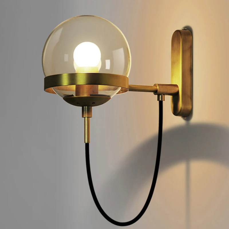 Nordic Retro Glass Lampshade Led Wall Lamps Industrial Style For Bedroom Bedside Aisle Mirror Light Sconce Free Shipping | Лампы и
