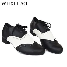 WUXIJIAO мужские черные белые кожаные современные танцевальные туфли новые взрослые домашние мягкие подошва Бальные Танцевальные Туфли
