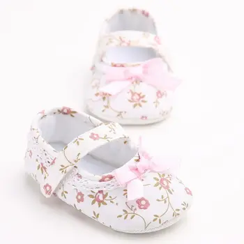 

Baby Toddler First Walkers Mary Jane Ballet Dress Crib Floral Soft Soled Anti-Slip Shoes Infant Newborn Girls Princess Shoes