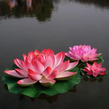 Goedkope Koop Diameter 60 cm Grote kunstmatige lotus bloem Drijvende zwembad decoratie zes kleur Availavle