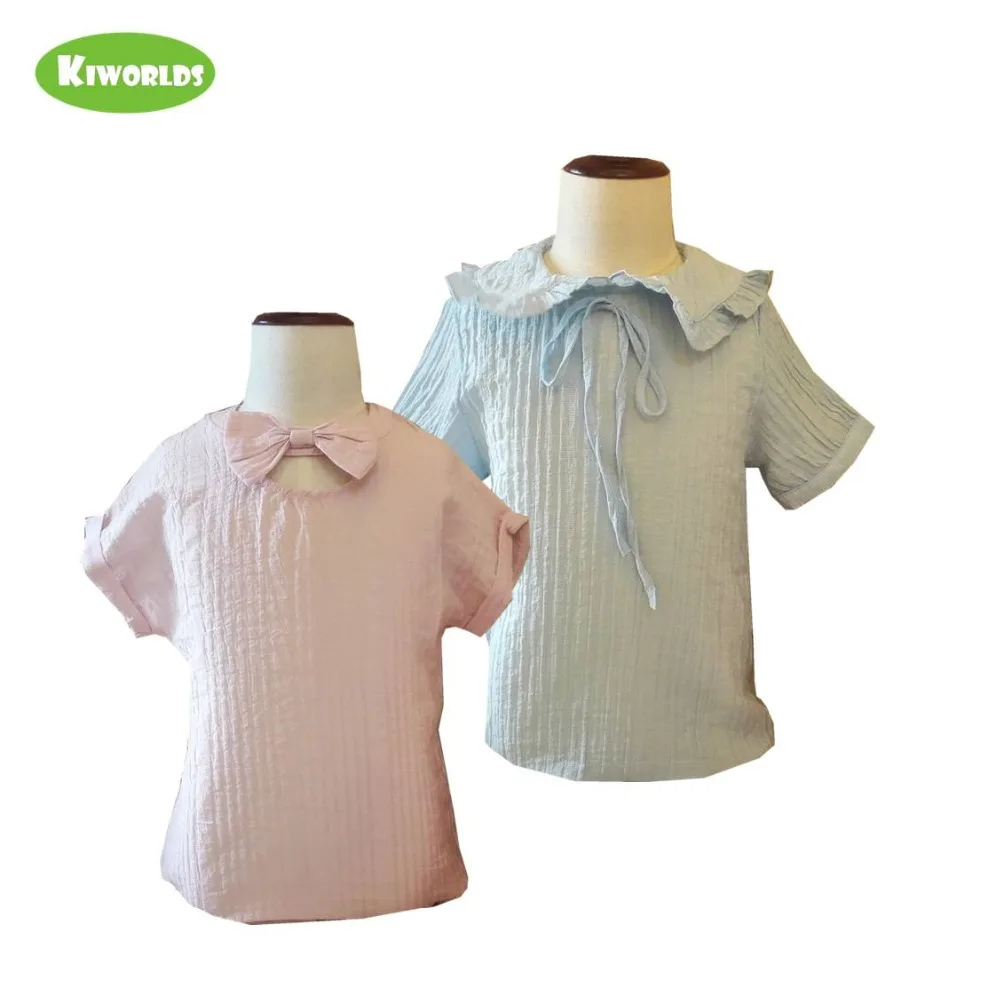 

Summer girl pink blue comfortable portable fashion cool T-shirt with bowknot, girls clothes