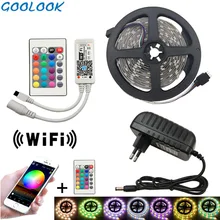 Гибкий светодиодный светильник RGB 12 В постоянного тока SMD 5050 RGBW RGB Светодиодная лента 5 м 10 м 15 М лента Диод+ WiFi музыкальный контроллер адаптер комплект полос