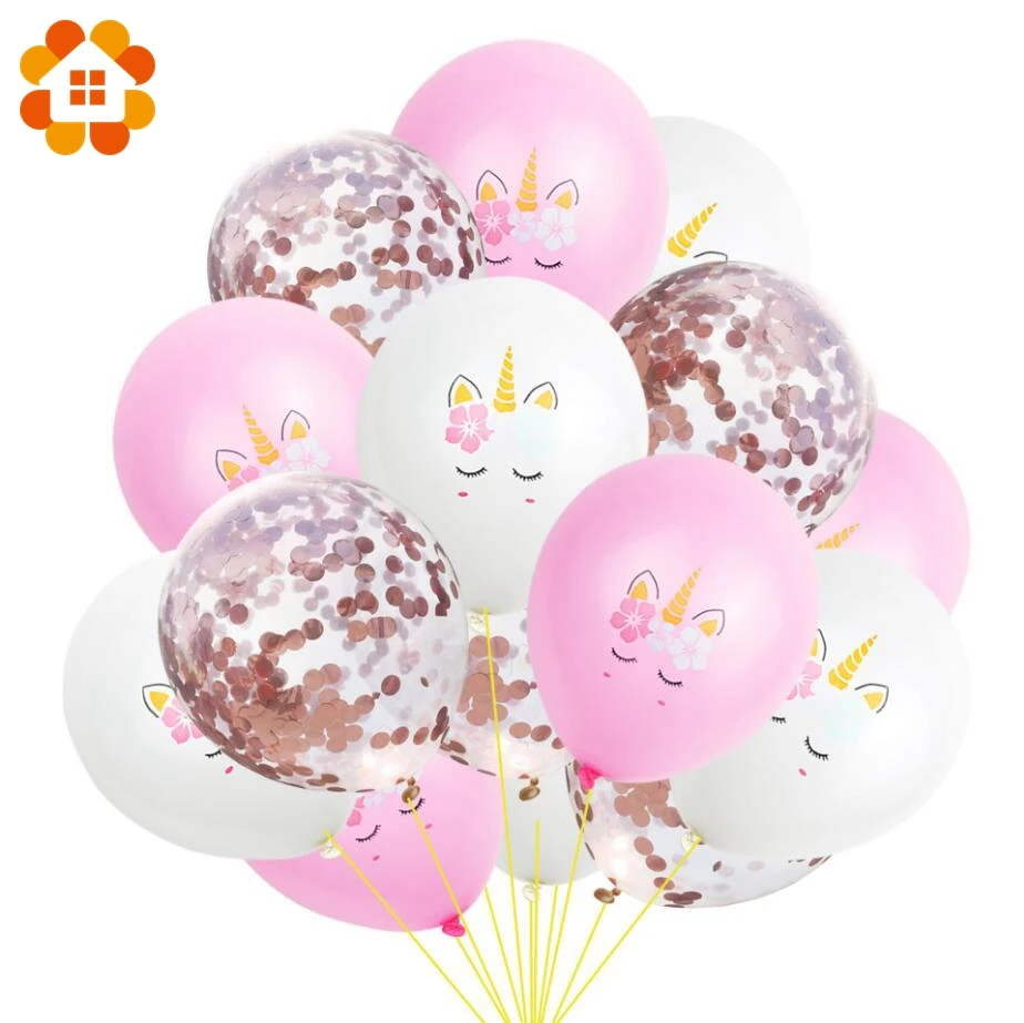 15/10 шт. Воздушные шары с единорогом из мультфильма конфетти воздушные свадебные