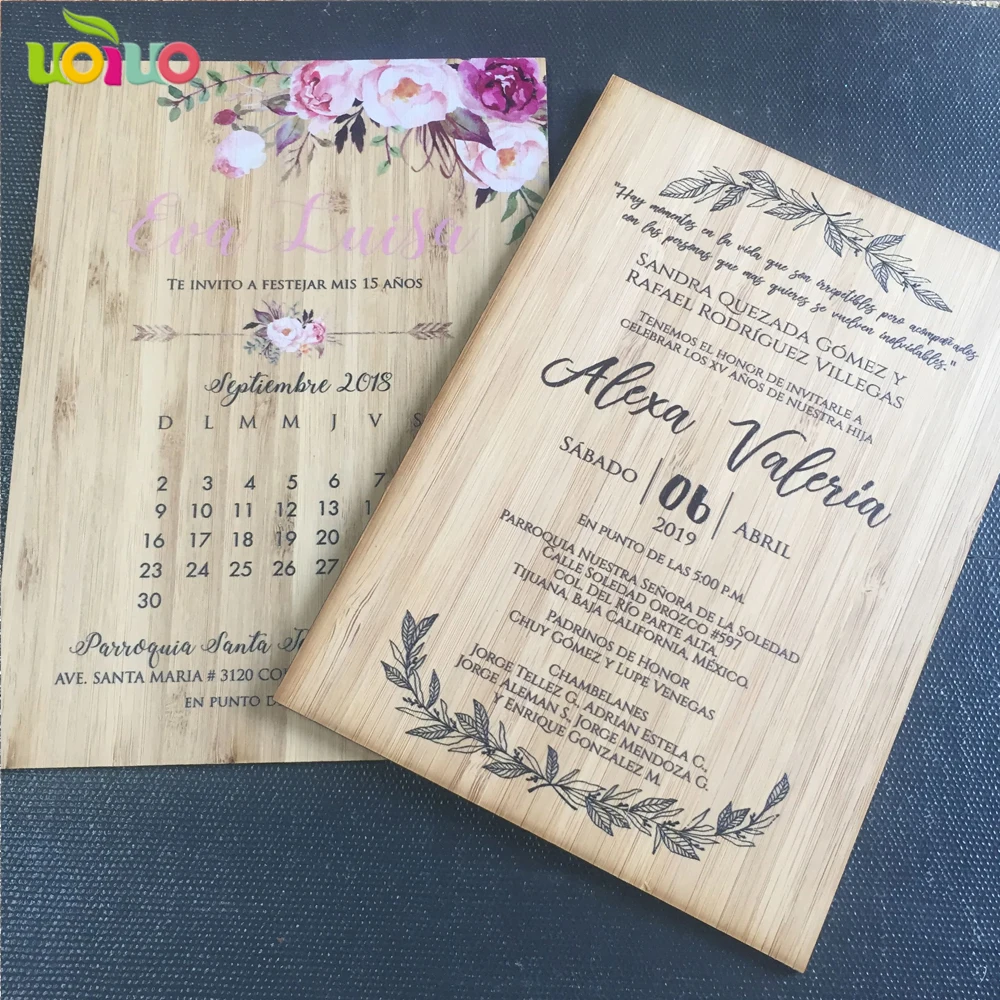 Горячая Распродажа печати деревянные свадебные карточки индивидуальные, сердце деревянные свадебные карты с сканирования, цветок приглашение на вечеринку дня рождения карты