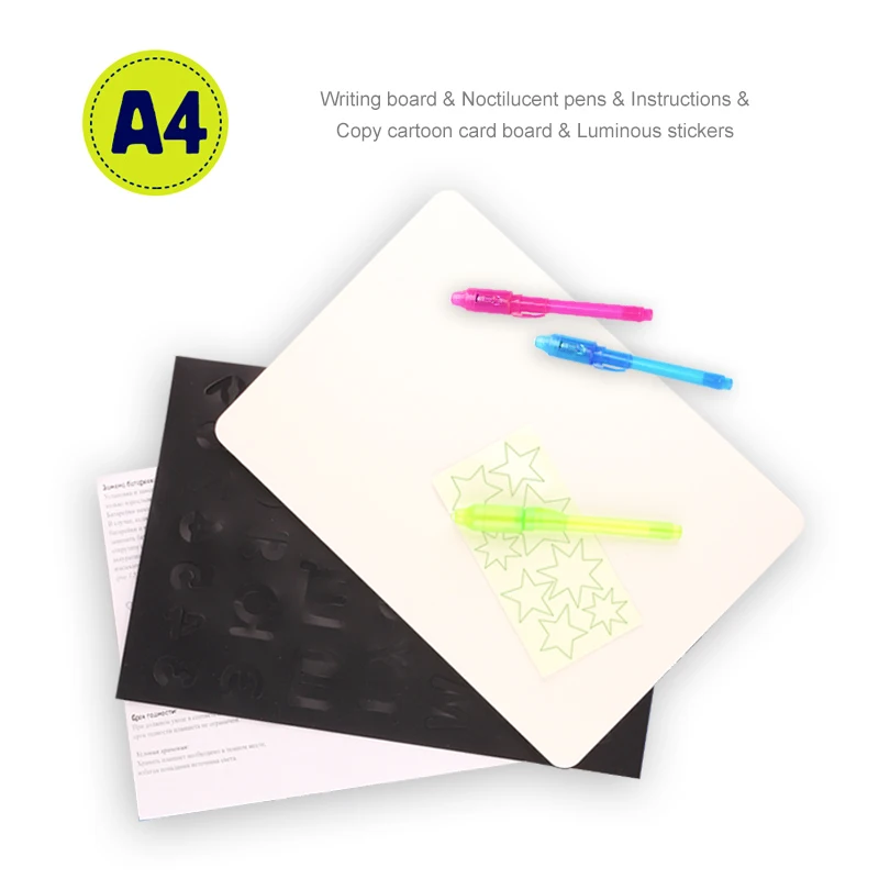 A4 Drawing Board Set Early Educational Magic Draw With Light In Dark Children Funny Toys Writing Board For Kids Russian Language A4 Drawing Board Set Early Educational Magic Draw With Light In Dark Children Funny Toys Writing Board For Kids Russian Language