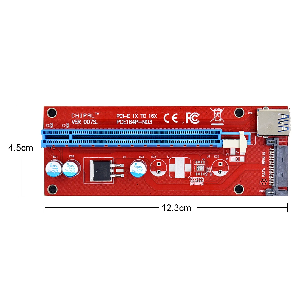 CHIPAL VER007S 60 см PCI E Райзер карта Express PCIE 1X до 16X адаптер USB 3 0 кабель SATA питание для