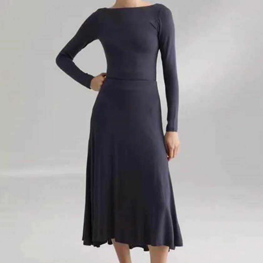Женская однотонная Высококачественная Асимметричная трикотажная юбка Новая мягкая Вискозная юбка длиной до пола с высокой талией Женская