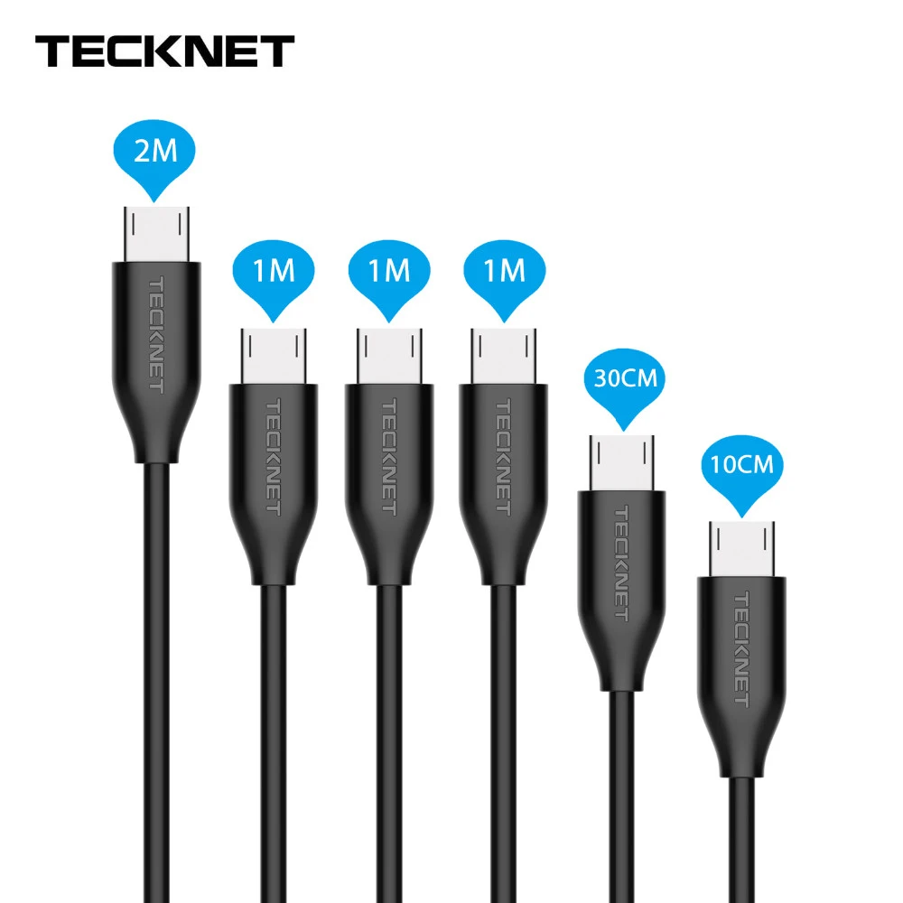 6 штук TeckNet Премиум микро USB кабель зарядное устройство высокоскоростной мобильный телефон кабель синхронизации данных для Android samsung htc Motorola Xiaomi