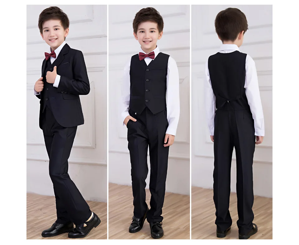Весенний цветок свадебные костюмы для мальчиков для Для маленьких мальчиков черные блейзеры классическое одежда форма для детей и подростков школьная одежда на выход