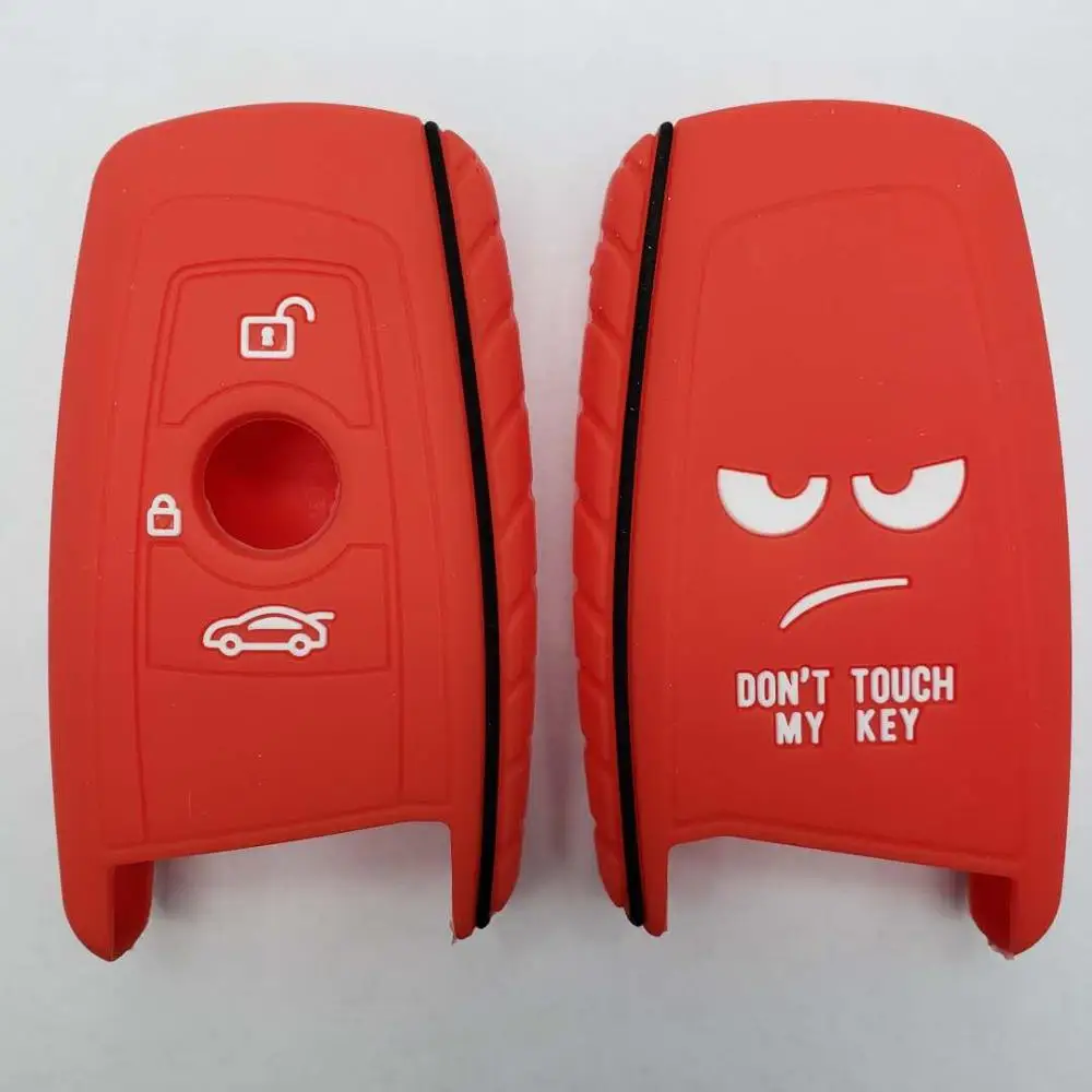С надписью «Don't Touch My ключ крышка Силиконовый протектор для BMW 1, 3, 4, 5, 6, 7, серия X3 F25 F26 пульт дистанционного ключа оболочки - Название цвета: Красный