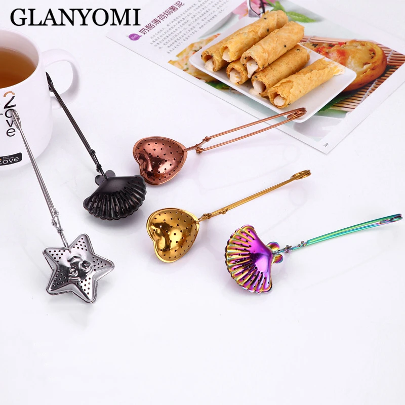 

3Pcs/Lot Colorful Tea Infuser In Mesh Tea Ball Infuser Tea Strainer Filter with Handle Stainless Steel Tea Mesh Ball Filter Gold
