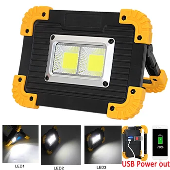 

20W 2x COB LED Flashlight Rechargeable Work Light lantern 4 Mode Flood Light USB Power Out For Camping Tent lamp Outdoor