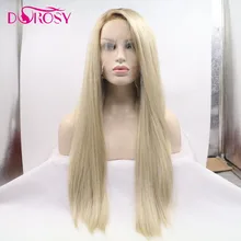 DOROSY волосы синтетические волосы на кружеве парик высокая температура волокно Perruque 613 полный длинные прямые парики боковая часть для женщин