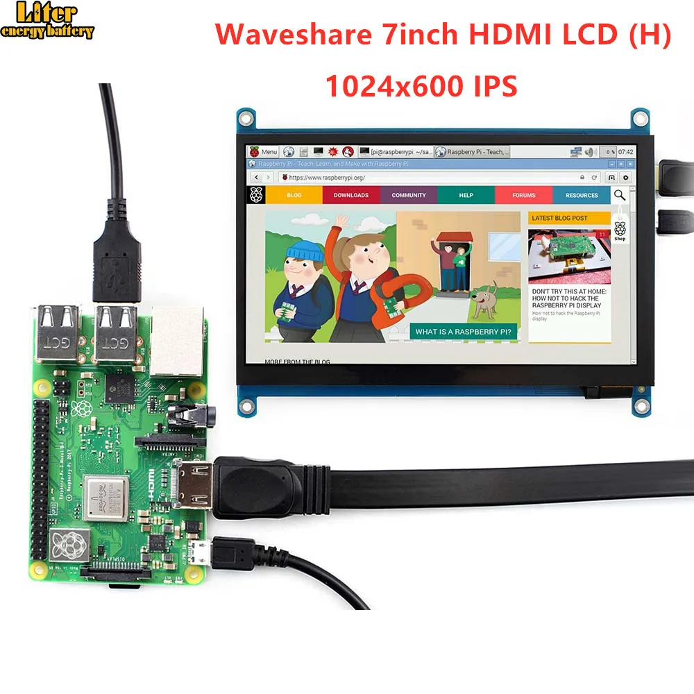 7 дюймов HDMI ЖК-дисплей(H) планшетный монитор 1024x600 ips емкостный Сенсорный экран поддерживает Raspberry Pi BB Черный Banana Pi и т. д