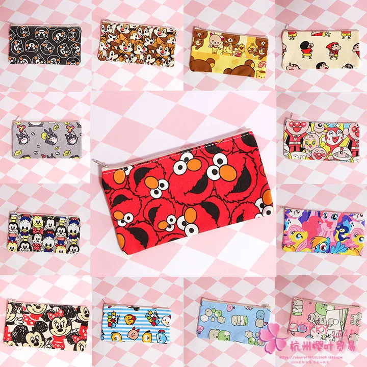 IVYYE Totoro إلمو Rilakkuma أنيمي التجميل أكياس قماش سستة المدرسة مقلمة تخزين القلم حقيبة متعددة الوظائف الحقيبة جديد