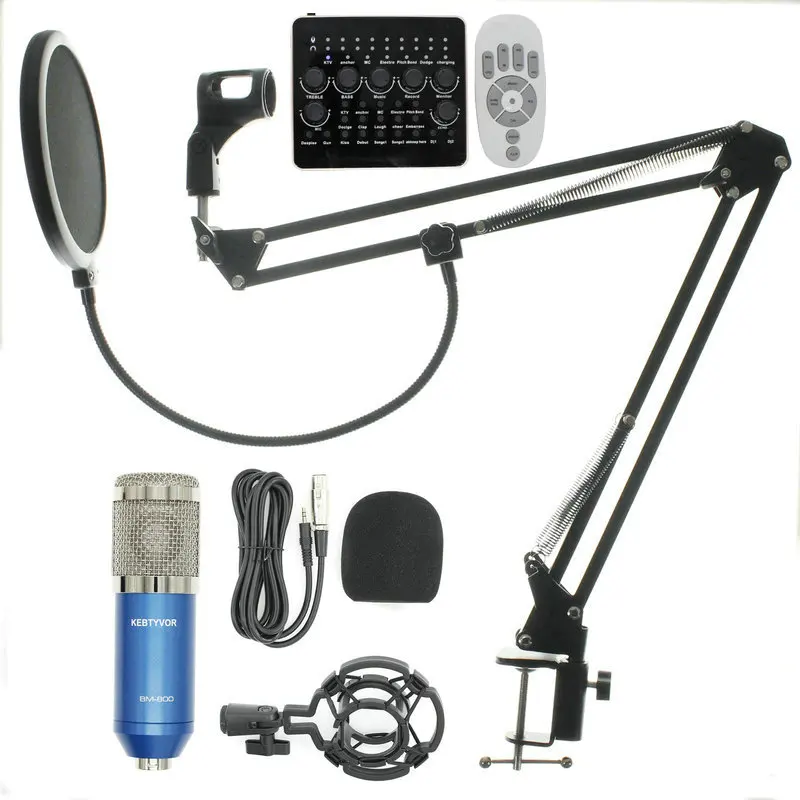 

Multi-functional live sound card and metal shock mount webcast essential professional bm800 microphone