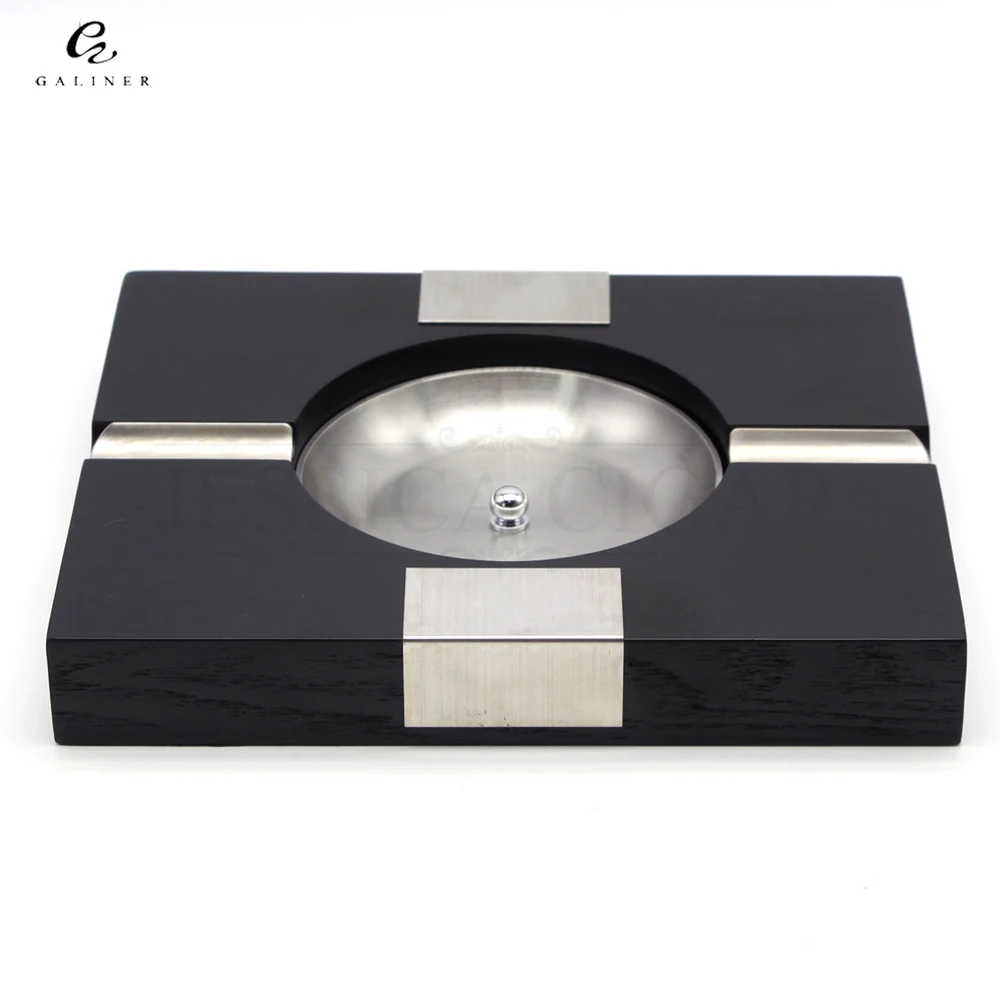 GALINER Luxury Large Size Square Wooden Cigar Ashtray 4 Holder Home