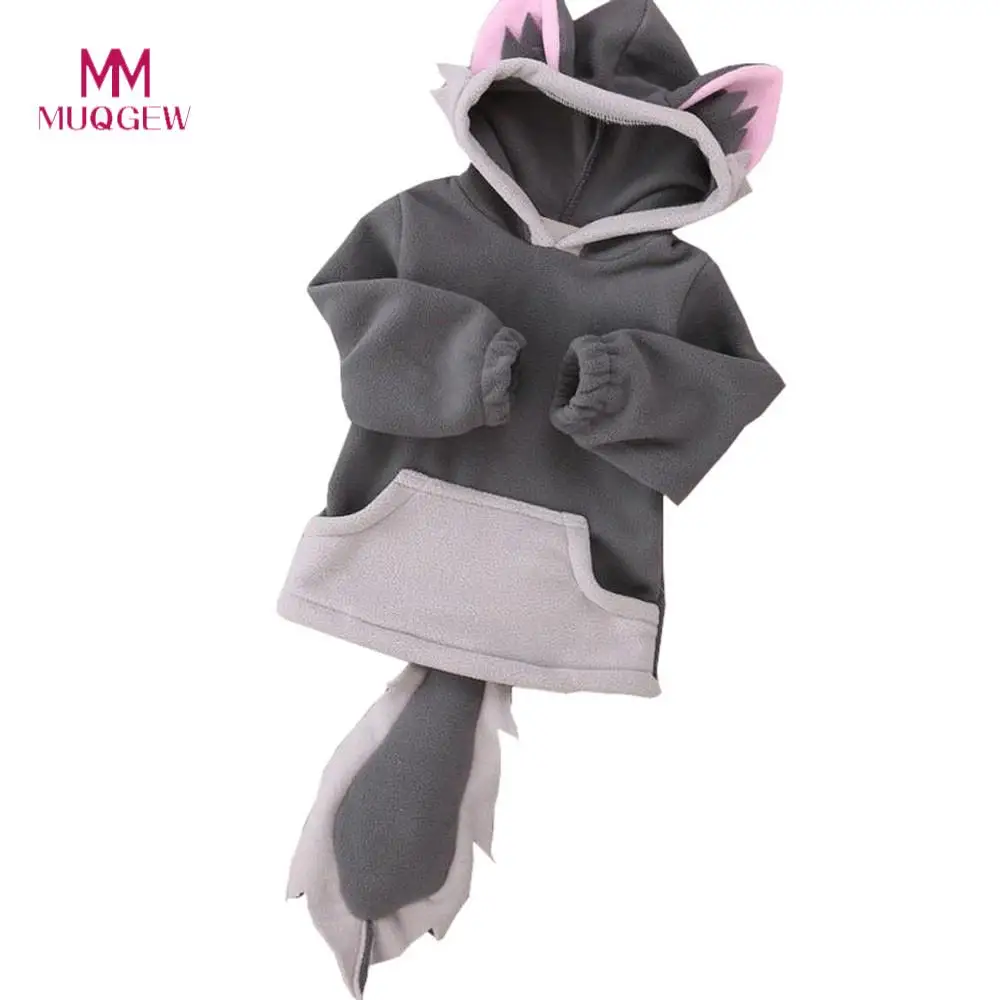 

Lovely Funny Child Cartoon Design Fox Baby Hooded Boy Girl Jacket Outwear Coats Kids Clothing Soft Children Girls Clothing