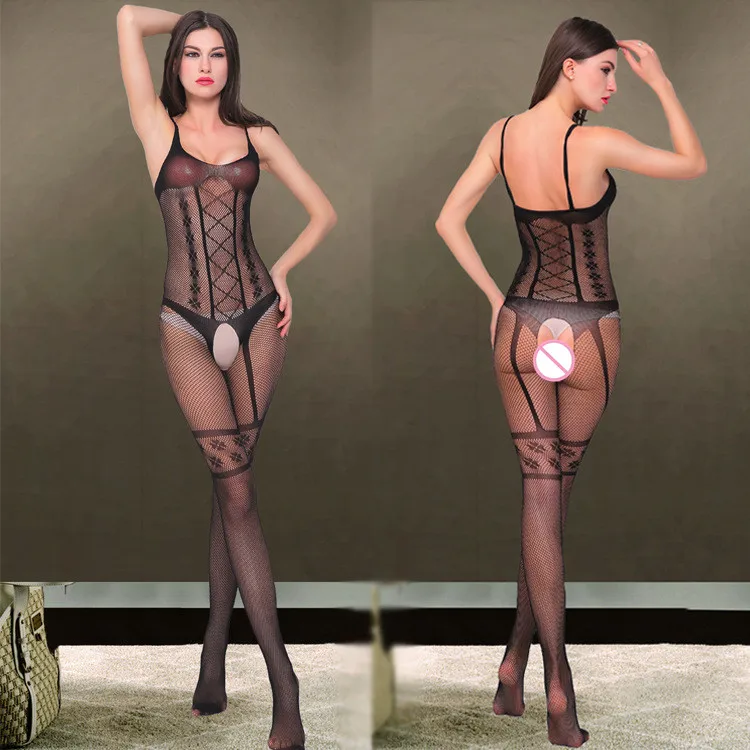 

Sexy Lingerie Europe and America Sexy Sling Mesh Clothing Siamese Stockings Openwork Tight Tight Jacquard Erotic Underwear