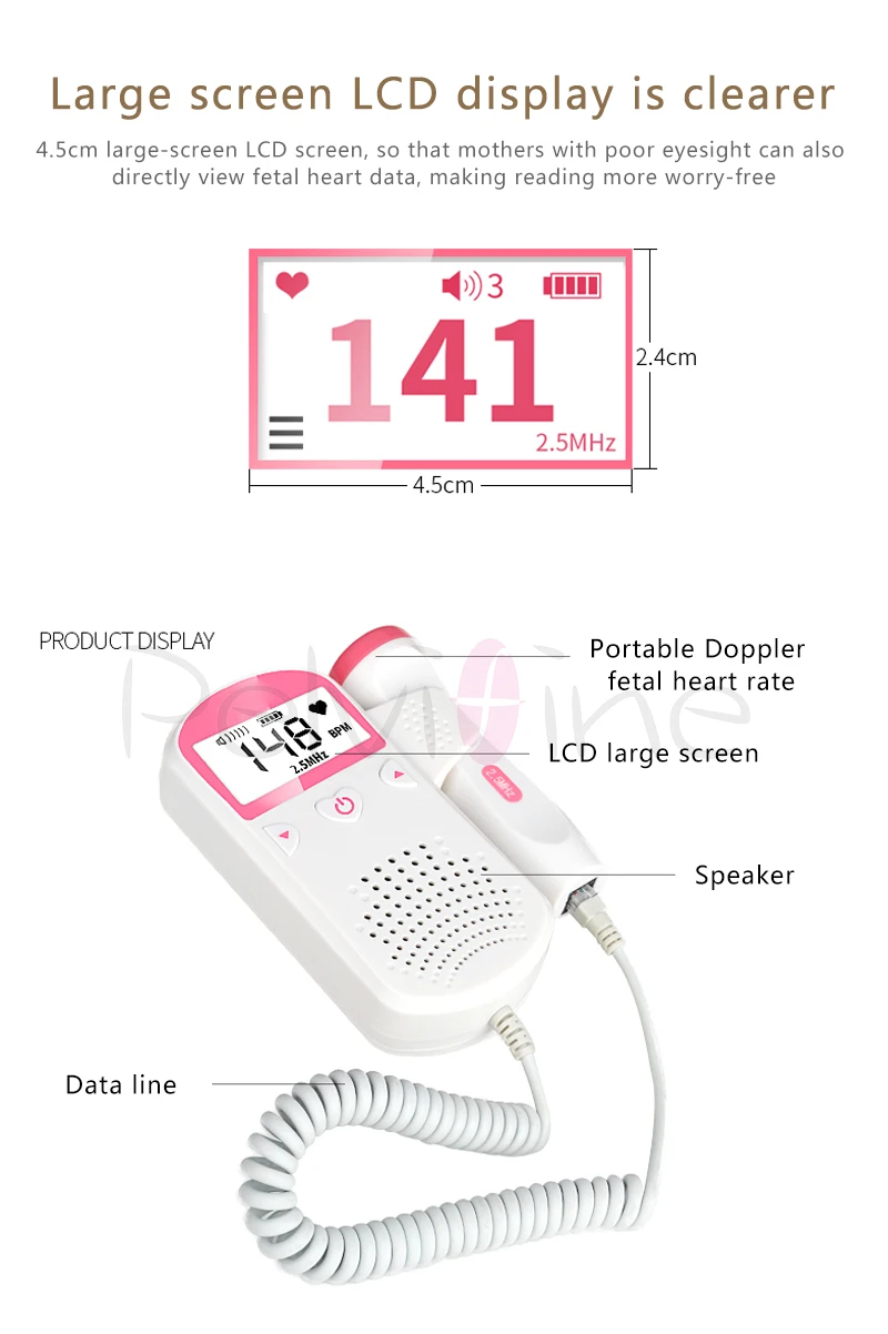 Pelvifine портативный ЖКД gestante фетальный допплер детектор сердцебиения 12 недель уход за ребенком бытовой для беременных плода пульсометр