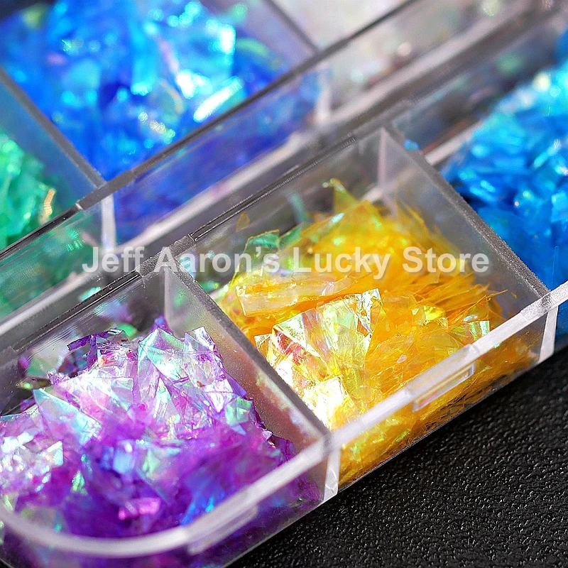 

12 Colors Nail Glitter Ice Mylar Shell Foil Paper Set For Fake Nails Art Tips Decoration Manicure Accessoires Tools